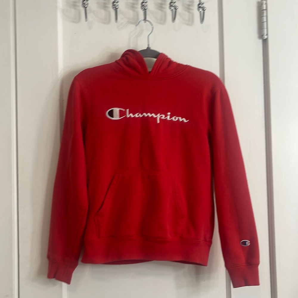 Red champion hoodie